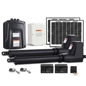 LockMaster Dual Swing Gate Opener 800KG with 20W Solar Panel, Auto-Close, Obstruction Detection, 2 Remotes, IP44