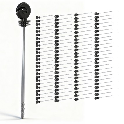 Giantz 100pcs Electric Fence Ring Insulators - High-Strength UV-Resistant Black PP, 25cm for Wire, Polywire, Rope