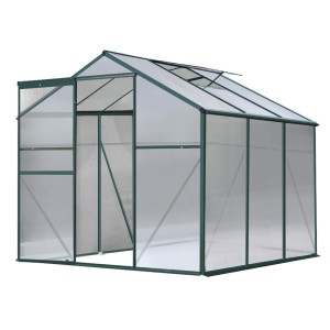 Green Fingers 1.9x1.9x1.83M Aluminium Greenhouse | UV-Resistant Polycarbonate | Durable, Spacious, Easy Assembly