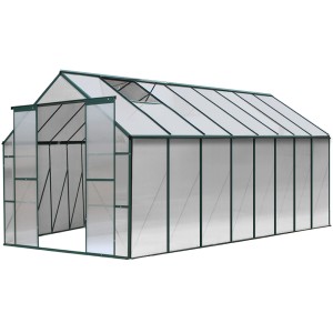 Greenfingers 5.1x2.44x2.1M Aluminium Polycarbonate Greenhouse with UV-Resistant Panels & Adjustable Roof Vents