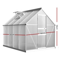 Greenfingers Aluminium Greenhouse 2.4x1.9M | UV-Resistant Polycarbonate Panels | Sturdy Frame & Efficient Drainage