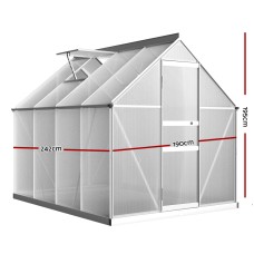 Greenfingers Aluminium Greenhouse 2.4x1.9M | UV-Resistant Polycarbonate Panels | Sturdy Frame & Efficient Drainage