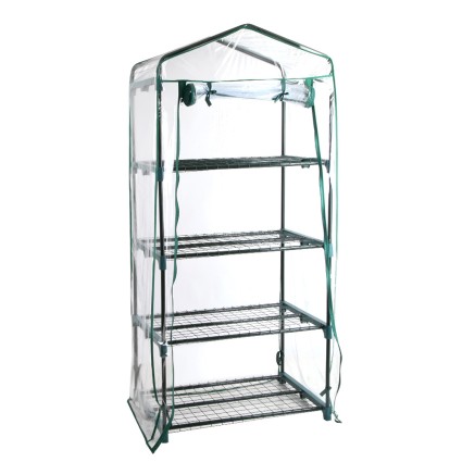 Green Fingers 4-Tier Mini Greenhouse 1.6x0.7x0.5M - All-Weather PVC Cover, Easy Setup, Year-Round Plant Protection