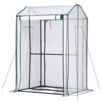 Green Fingers Mini Greenhouse 1.0x0.8x1.5M PE Cover, Steel Frame, Roll-Up Zipper Door, Weatherproof Plant Shelter