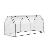 Green Fingers Mini Greenhouse 1.2x0.5x0.6m PE Cover, Zippered Roll-Up Door, Weather-Proof, Tear-Resistant,