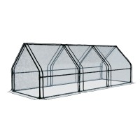 Greenfingers 2.7x0.9M Mini Greenhouse with Raised Planter Box - Durable PVC, Easy Setup, All-Weather Protection