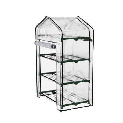 Greenfingers 3-Tier Mini Greenhouse with PVC Cover - 1.28x0.7x0.5M, Waterproof, Roll-Up Door, Ideal for Pat