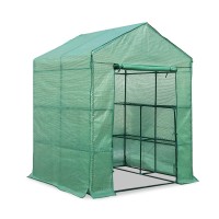 Green Fingers 1.4x1.55x2M Walk-In Greenhouse Tunnel, All-Weather PE Cover, 8 Shelves, Easy Setup, Steel Frame