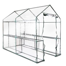 Green Fingers 1.2x1.9x1.9M Walk-In Greenhouse Tunnel with Clear PVC Cover & 4 Shelves, Powder-Coated Steel Frame Green Fingers 1.2x1.9x1.9M Walk-In Greenhouse Tunnel with Clear PVC Cover & 4 Shelves, Powder-Coated Steel Frame
