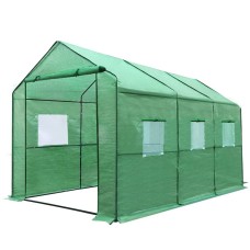 Greenfingers 3.5x2x2M Walk-In Greenhouse Tunnel - Sturdy Steel Frame, PE Cover, 6 Vent Windows, Easy Tool-Free Setup