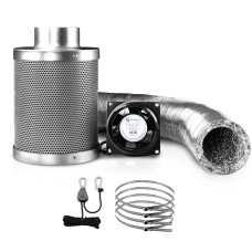 Greenfingers 6" Hydroponics Ventilation Kit - Silent Fan, Activated Carbon Filter, 5m Fire-Resistant Aluminium Ducting