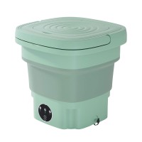 Devanti Portable Washing Machine, PP Plastic, 8L Capacity, Green, Foldable, Germicidal Blue Light, Travel-Friendly