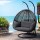 Gardeon 2-Seater Outdoor Hanging Egg Chair, Handcrafted Rattan Pod with Steel Frame, Soft Cushion, Grey, 117x117x200cm