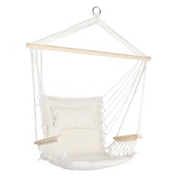 Gardeon Cream Hammock Chair with Armrests – Durable Polyester Cotton, 120kg Capacity, Timber Rail, Indoor/Outdoor Use