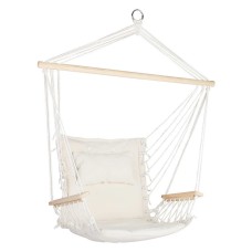 Gardeon Cream Hammock Chair with Armrests – Durable Polyester Cotton, 120kg Capacity, Timber Rail, Indoor/Outdoor Use