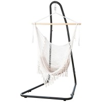 Gardeon Hammock Hanging Chair with Heavy Duty Steel Stand - Durable Cotton Blend, Adjustable Height, Indoor/Outdoor Use