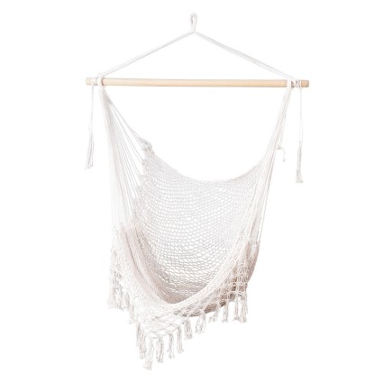 Gardeon Cream Hammock Chair Swing: Cotton Blend, Timber Rail, 240x100cm, Indoors/Outdoors, No Assembly, 120kg Capacity