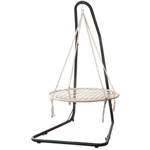 Gardeon Hammock Hanging Chair with Steel Stand – Durable Polyester Cotton, Adjustable Height, Indoor/Outdoor Use, 120kg Capacity