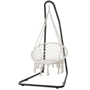 Gardeon Hammock Hanging Chair Set with Steel Stand, Polyester-Cotton Fabric, Adjustable Height, Indoor/Outdoor Use