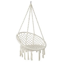 Gardeon Cream Hammock Chair - Outdoor/Indoor Macrame Swing, Hand-Made Tassels, Cotton-Polyester, 120kg Capacity