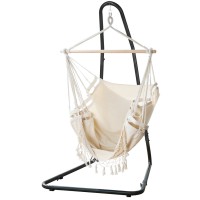 Gardeon Indoor/Outdoor Hammock Hanging Chair with Stand - Weather-Resistant Steel, Cotton-Poly Blend, 120kg Capacity