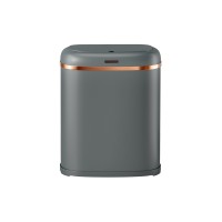Devanti 38L Motion Sensor Rubbish Bin - Grey Steel, Fingerprint-Resistant, Hands-Free, Noise-Free, Soft Close