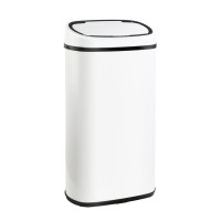 Devanti 58L Motion Sensor Bin - White Steel, Fingerprint-Resistant, Hands-Free, Soft Close, Noise & Odour-Free