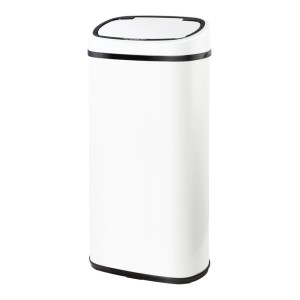 Devanti 68L Motion Sensor Bin - White Steel, Hands-Free, Soft Close, Odour-Free, Fingerprint-Resistant, 28x37.5x77cm