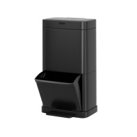 Devanti 70L Dual Compartment Motion Sensor & Pedal Bin - Black Steel, Fingerprint-Resistant, Soft Close, Noise-Free
