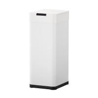 Devanti 50L Motion Sensor Trash Can - White Iron, Hands-Free, Soft Close, USB/Battery Powered, Fingerprint-Resistant