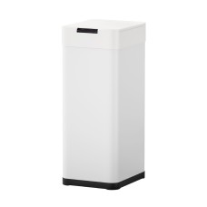 Devanti 50L Motion Sensor Trash Can - White Iron, Hands-Free, Soft Close, USB/Battery Powered, Fingerprint-Resistant