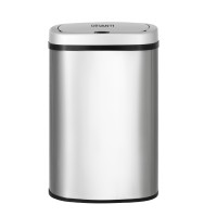 Devanti 50L Motion Sensor Rubbish Bin Stainless Steel Automatic Touchless Waste Bin with Liner Holder Silver
