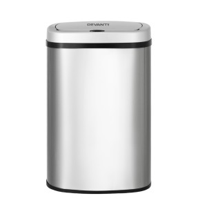 Devanti 50L Motion Sensor Rubbish Bin Stainless Steel Automatic Touchless Waste Bin with Liner Holder Silver
