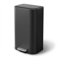 Cefito 40L Pedal Bin Steel Rubbish Can with Soft Close Lid Removable Inner Bucket Black Rectangular Bin