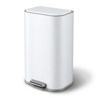 Cefito 40L Steel Kitchen Pedal Bin Rectangular with Soft Close Lid Removable Inner Bucket White 38x27x67cm