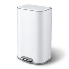 Cefito 40L Steel Kitchen Pedal Bin Rectangular with Soft Close Lid Removable Inner Bucket White 38x27x67cm