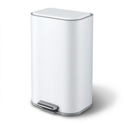 Cefito 40L Steel Kitchen Pedal Bin Rectangular with Soft Close Lid Removable Inner Bucket White 38x27x67cm