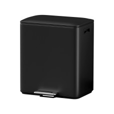 Cefito Pedal Bin, Carbon Steel, 40L Dual Compartment, Black, 46x31x53cm, Modern Waste Recycle Dustbin, Soft Close