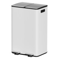 Cefito 60L Dual Compartment Pedal Bin White, Carbon Steel Rubbish & Recycling Dustbin, Soft Close, Waterproof