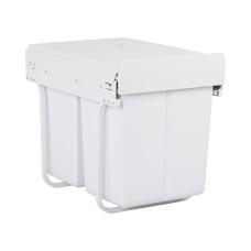 Cefito 40L Dual Pull Out Bin for Kitchen, White - 2x20L Compartments, Heavy-Duty Steel Frame, Space-Saving Design
