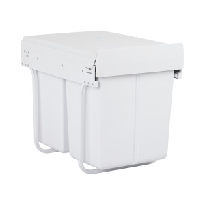 Cefito 40L Dual Pull Out Bin for Kitchen, White - 2x20L Compartments, Heavy-Duty Steel Frame, Space-Saving Design