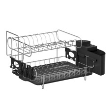 Cefito 2-Tier Stainless Steel Dish Rack - Detachable Design, Quick Drying, 50x38x28.5cm, High-Tensile PP Plastic