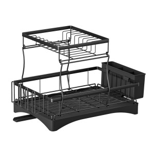 Cefito 2-Tier Expandable Dish Rack, Steel Frame, 54x31.5x33.5cm, Removable Design, Cutlery Holder, Quick Dry