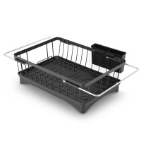 Cefito Expandable Dish Drying Rack with 360° Swivel Drain Spout Auto Drainage Durable Kitchen Sink Organiser