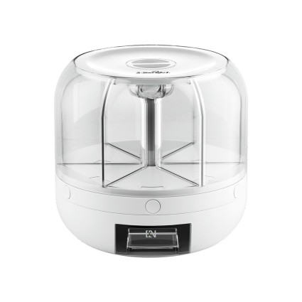 5-Star Chef 6 Compartment Cereal Dispenser 7kg Clear Food Grade Plastic 360° Rotating 700ml Cup 27cm