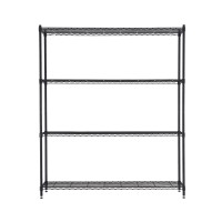 Artiss 4-Tier Metal Kitchen Rack 152x45x187cm Black Heavy-Duty Shelving with Wheels and Adjustable Feet