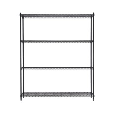 Artiss 4-Tier Metal Kitchen Rack 152x45x187cm Black Heavy-Duty Shelving with Wheels and Adjustable Feet
