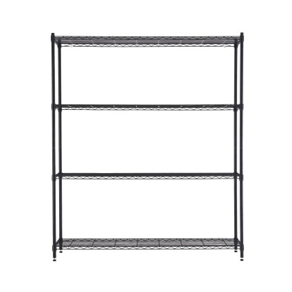 Artiss 4-Tier Metal Kitchen Rack 152x45x187cm Black Heavy-Duty Shelving with Wheels and Adjustable Feet