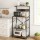 Artiss 4-Tier Kitchen Rack with 2 Power Outlets and 6 Hooks Microwave Storage Shelf Black Brown (130cm)