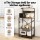 Artiss 4-Tier Kitchen Rack with 2 Power Outlets and 6 Hooks Microwave Storage Shelf Black Brown (130cm)